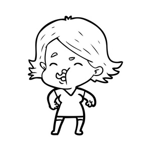 卡通女孩拉脸照片