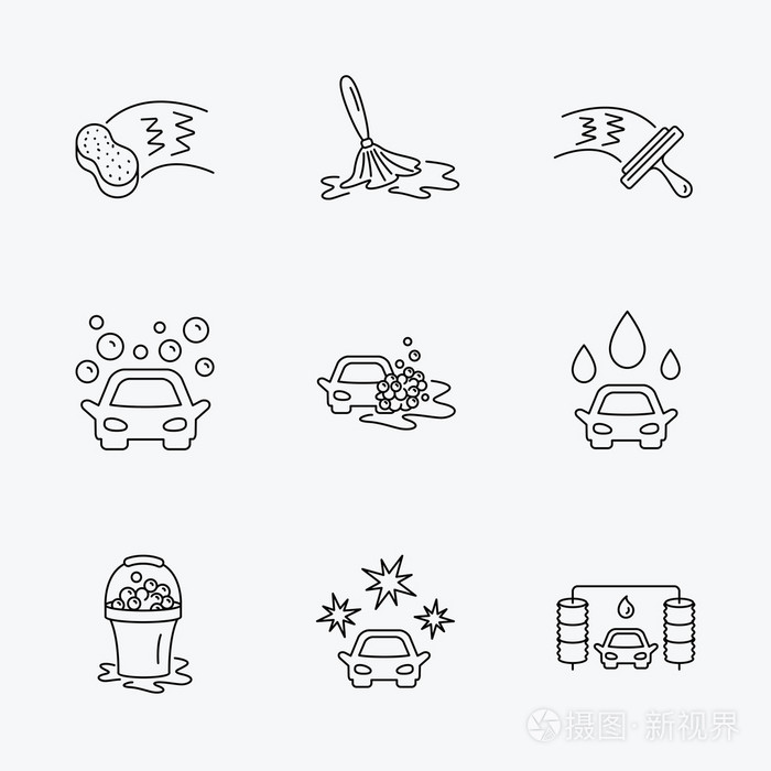 洗车图标.清洗站线性迹象插画-正版商用图片0o4sg3-摄图新视界
