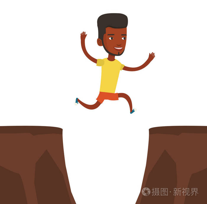 运动员跳过悬崖矢量图