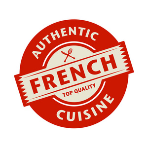 抽象邮票与文本正宗的法国菜