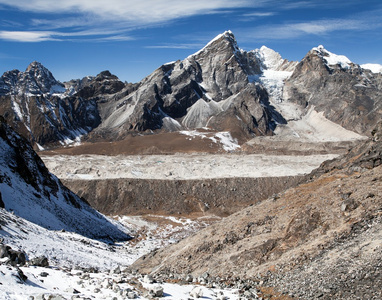孔玛拉帕斯的孔布冰川和叶切峰