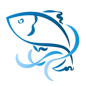 鱼剪影抽象一套三画的海鱼.金枪鱼, 鲑鱼和鳕鱼.