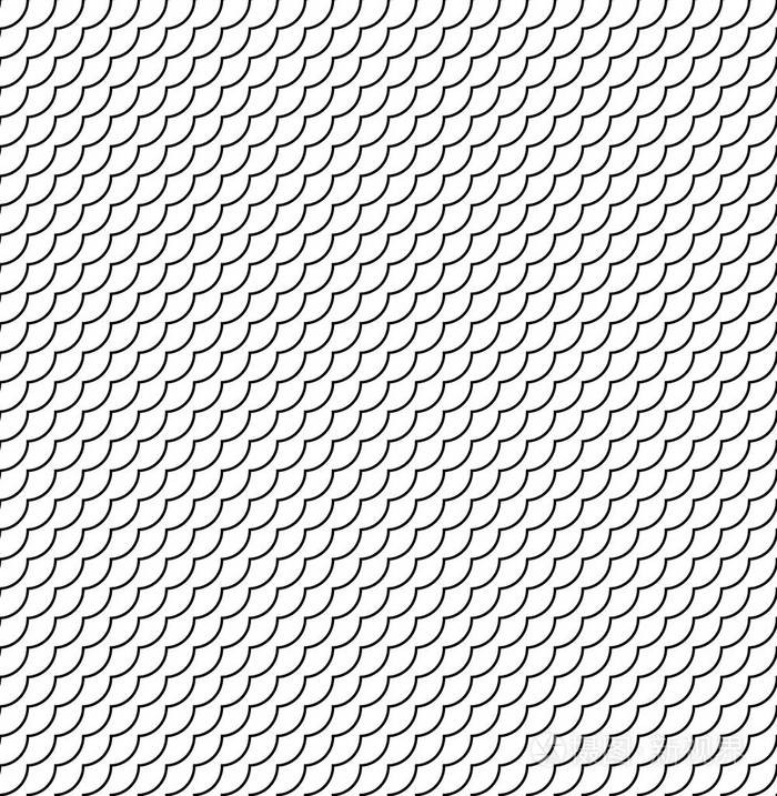 几何鱼鳞中国无缝花纹.波纹屋顶瓷砖背景设计.现代的重复时尚质感.