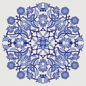 阿拉伯式花纹复古典雅装饰花卉打印设计 tem
