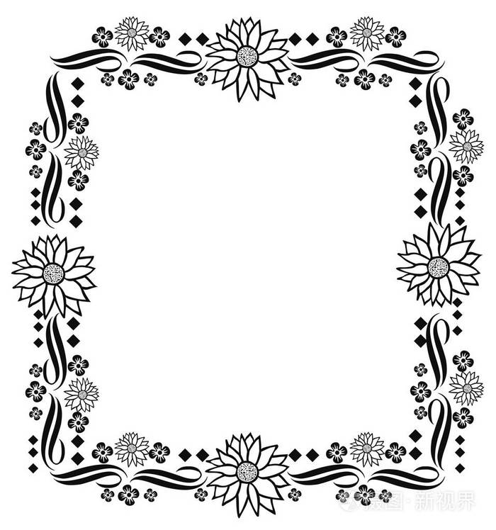 美丽的花框背景矢量插图