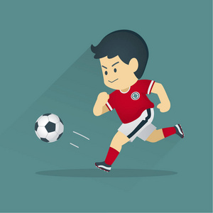 足球运动员踢球, 男孩踢足球, 矢量插画照片