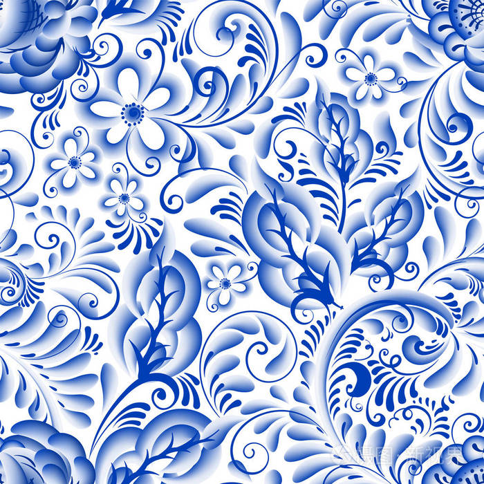 俄罗斯观赏传统绘画艺术风格 gzhel.