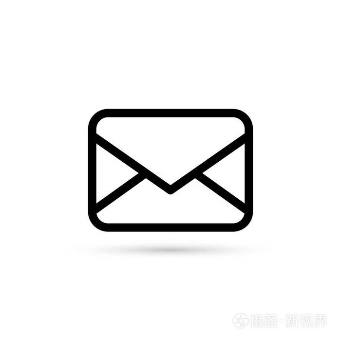 孤立在白色背景上的信封图标大纲邮件标志矢量