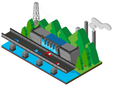 大坝和跨江大桥图片