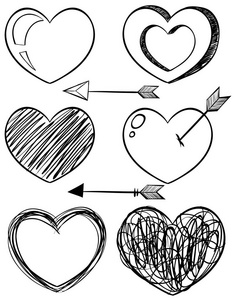 涂鸦艺术的不同形状的心
