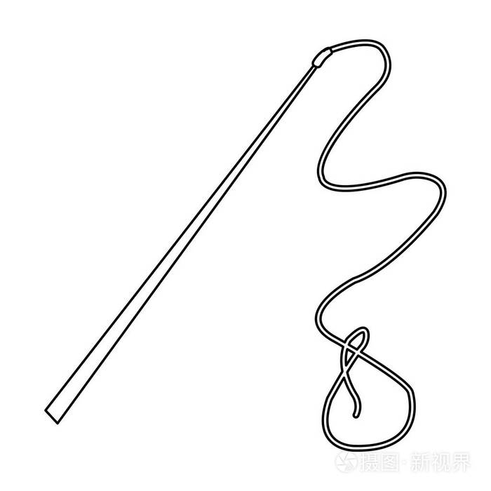 蒙古的鞭子鞭子是为牧牛蒙古在大纲样式矢量符号股票图中的单个图标