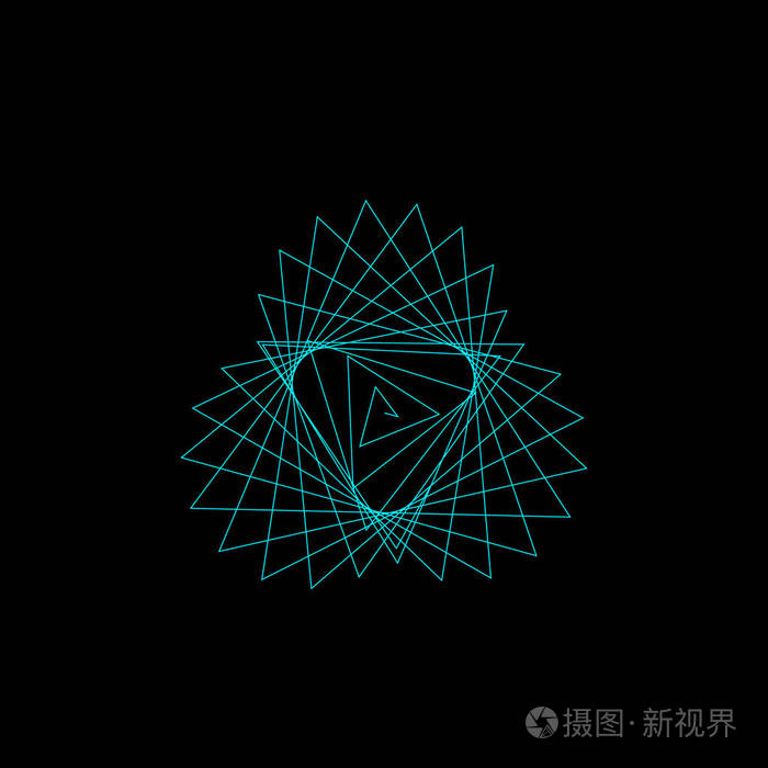 抽象的几何形状的线条黑色背景上孤立
