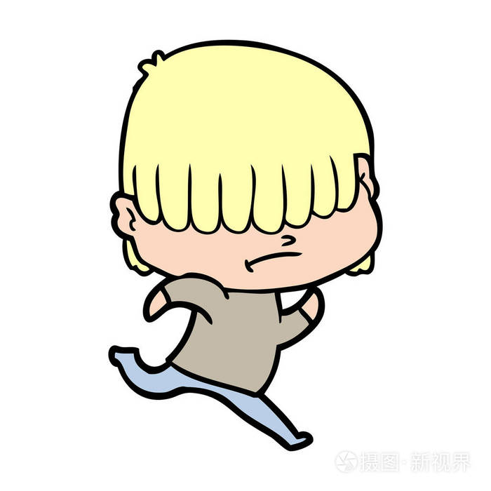 凌乱的头发的卡通男孩