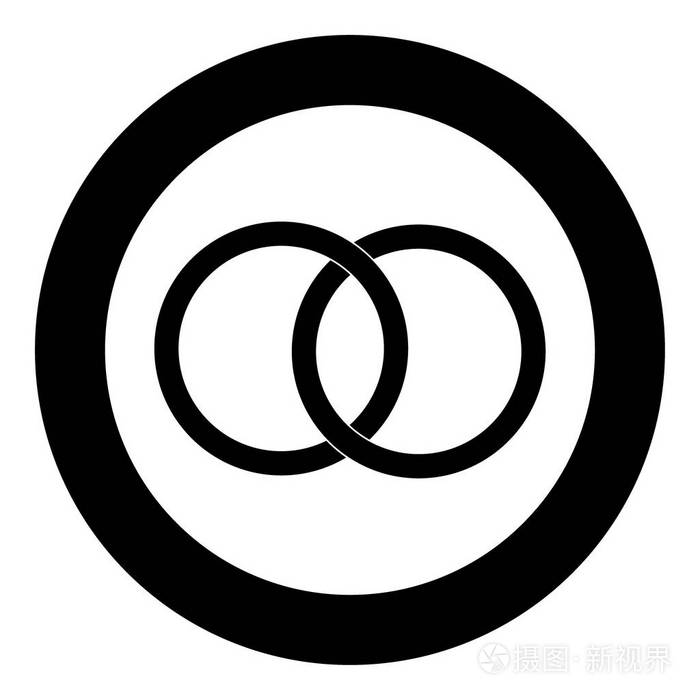 两个保税结婚戒指图标黑色圆圈或圆形