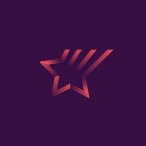 射星矢量渐变标志.带阴影的丝带, 轮廓标识照片