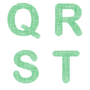 绿色织物字体设置字母 Q，R，S T