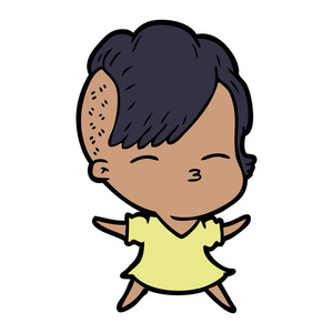 卡通斜视女孩的矢量插画照片