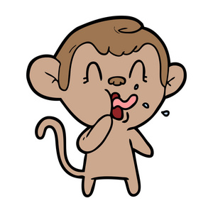 疯狂卡通猴的矢量插画图片