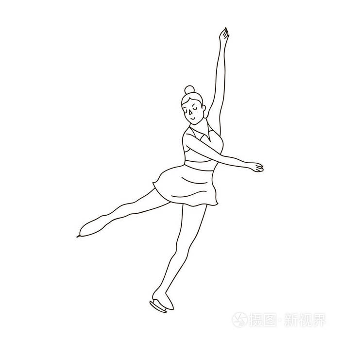 穿上溜冰鞋在冰上舞蹈的紫色连衣裙的女孩运动员花样滑冰选手奥林匹克