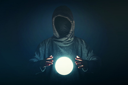 算命先生与魔法水晶球照片