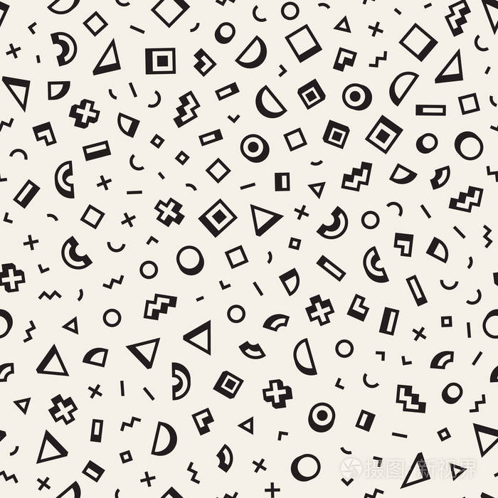 矢量无缝黑色和白色不规则花纹