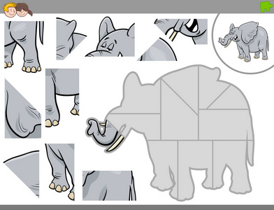 拼图游戏与大象动物