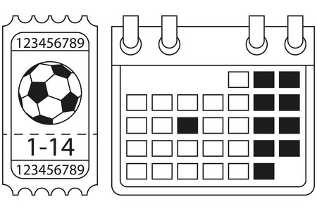 线艺术足球票日历图标集