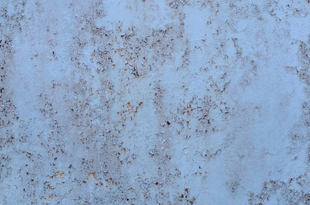 生锈的旧铁金属薄板的背景, 蓝色和灰色的颜色照片