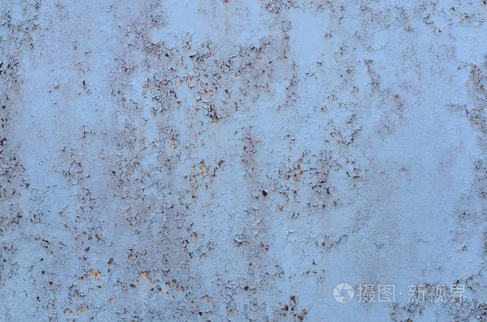 生锈的旧铁金属薄板的背景, 蓝色和灰色的颜色