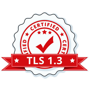 Tls 1.3 认证的标签与红色丝带, 媒介, 例证