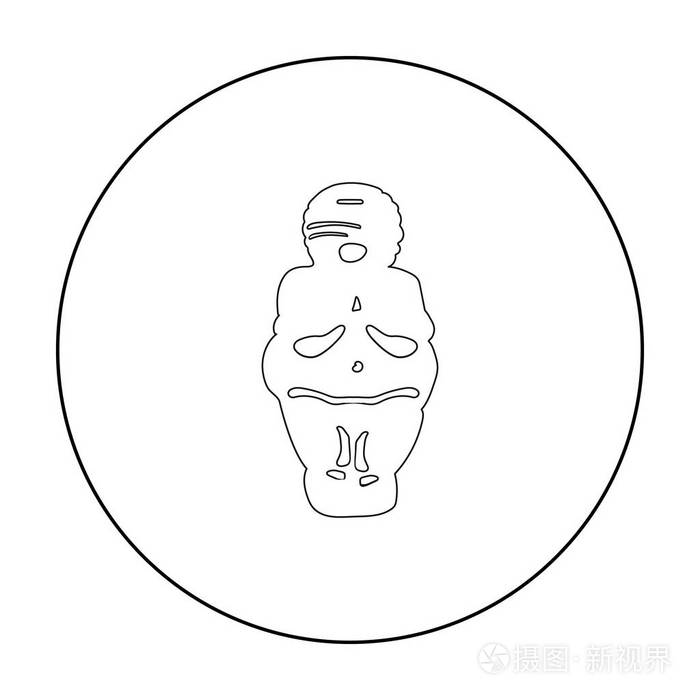 在白色背景上孤立的大纲样式中石器时代图标的金星.