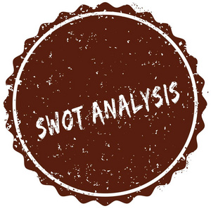 橡皮戳与文本的 Swot 分析写在邮票里面