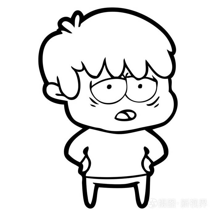 卡通疲惫男孩的矢量图解插画-正版商用图片0o5z89-摄图新视界