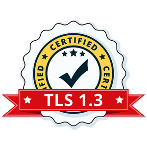 Tls 1.3 认证的标签与红色丝带, 媒介, 例证