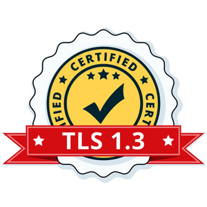 Tls 1.3 认证的标签与红色丝带, 媒介, 例证