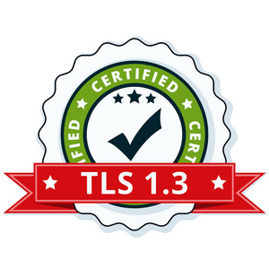 Tls 1.3 认证的标签与红色丝带, 媒介, 例证