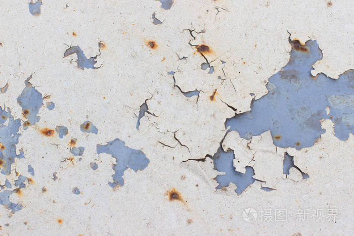 白色的痕迹锈油漆脱落的金属表面