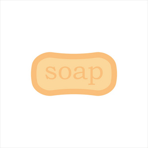 平肥皂在白色背景下被隔绝, 图标标志向量例证。清洁对象, 家用设备工具。清洁服务, 客房清洁