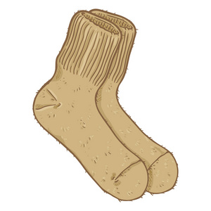 骆驼羊毛棕色袜子。矢量卡通插画