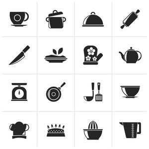 黑色的餐厅和厨房项目图标图片