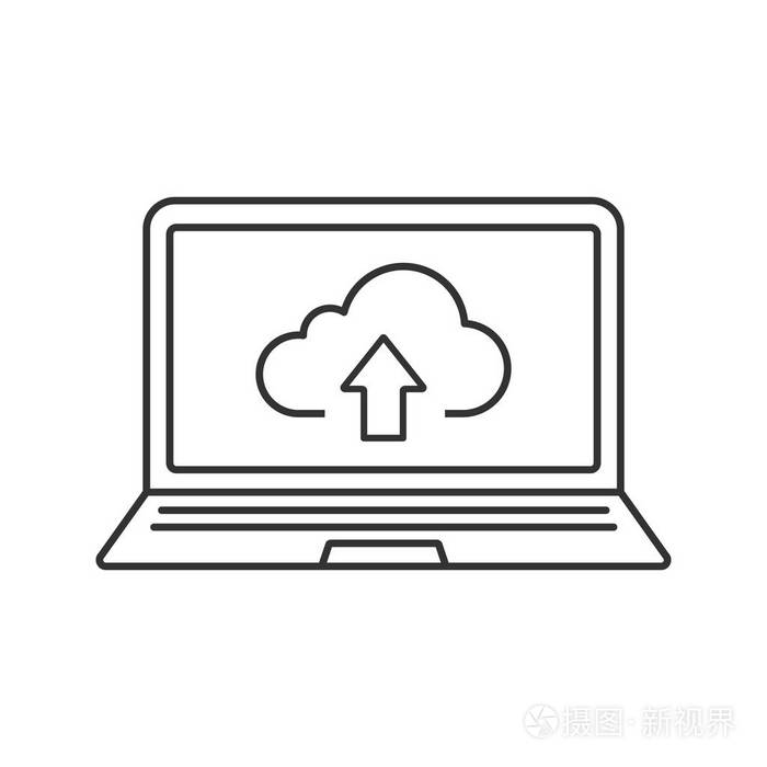 笔记本电脑云计算线性图标