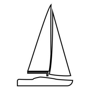 游艇图标黑色插画平面样式简单图像