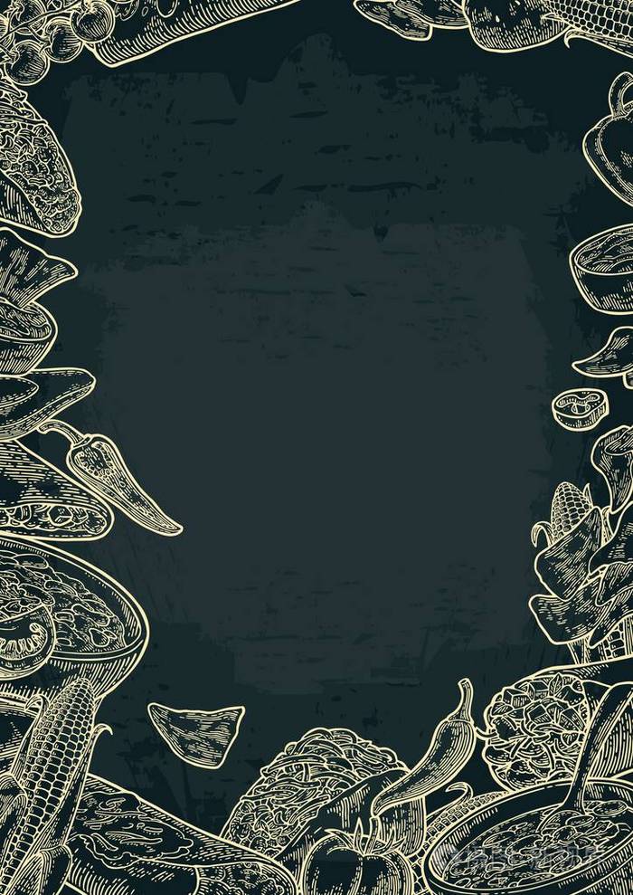 墨西哥的传统食物的餐厅,菜单模板的一种成分