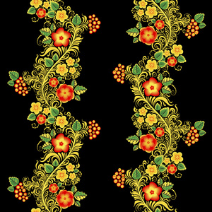 在俄罗斯民间风格无缝模式在俄罗斯民间风格无缝花纹俄罗斯城市夜晚