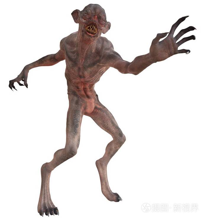 3d 插图突变怪物在白色背景下隔离照片-正版商用图片0o6ppc-摄图新视