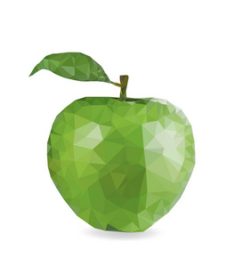 白色背景上的抽象绿色多边形苹果