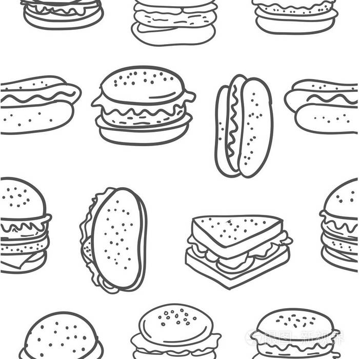 涂鸦的汉堡食品各种