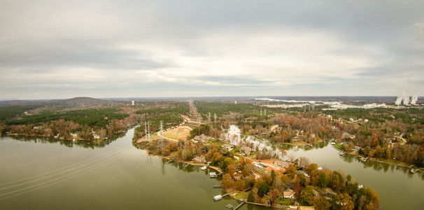 在湖卫理南卡罗莱纳州的 aerialview