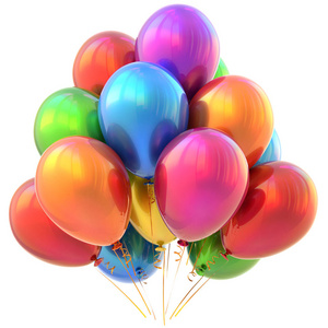 党的气球生日快乐嘉年华装饰光鲜亮丽多彩