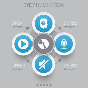 音频图标设置。沉默 迈克 Meloman 和其他元素的集合。此外包括符号开始，情人，音乐等
